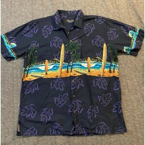 Favant Hawaii Tropical Surfing Beach Button Down Shirt- Men's XL Surfboards